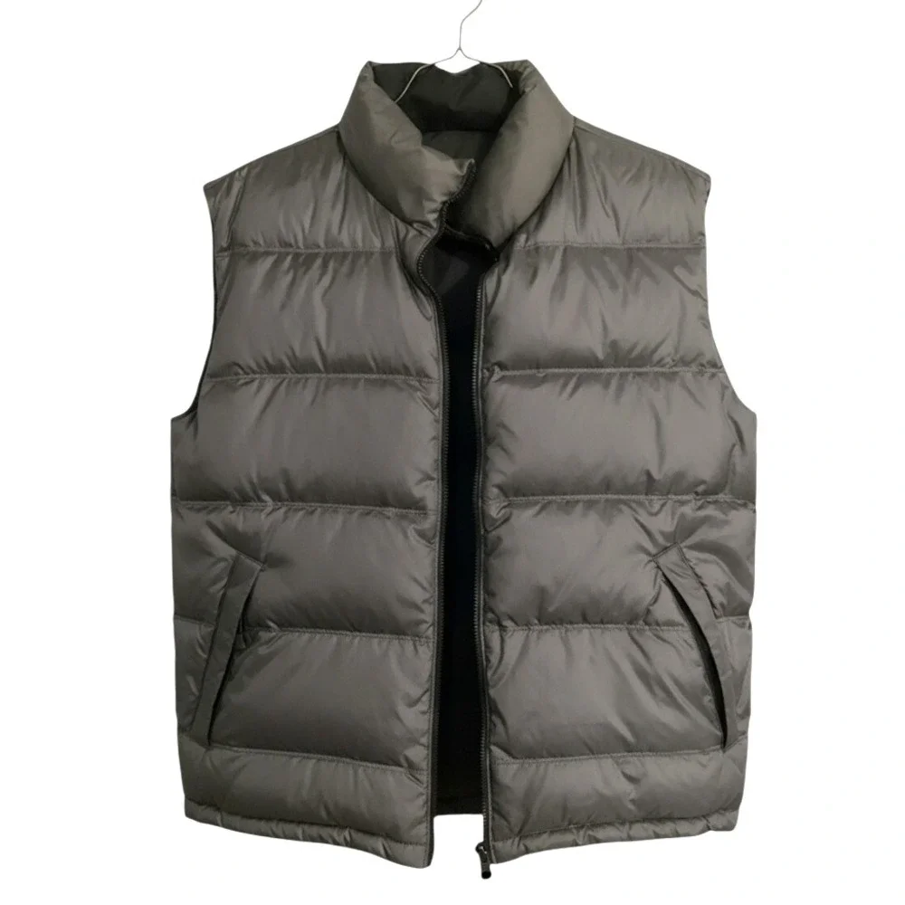 FOOT LOCKER Reversible Puffer Vest DOWN/FEATHER HEAVY Dark Silver & Black SIZE S